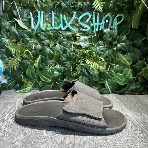Olukai Nalu Mens Slide Dark Jave Brown 10332-4848 Adjustable Strap Sandals Sz 13 main image 4